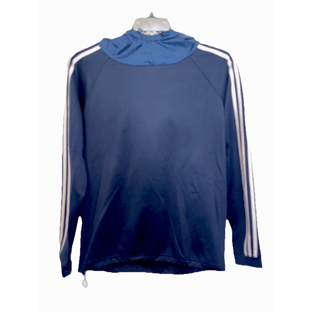 ADIDAS COLD.RDY Training Hooded Fleece Mens L Navy Blue Retro 3-Stripes HS4813